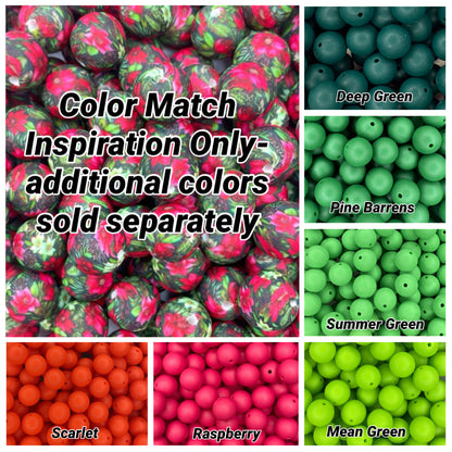 CTS Creation: Poinsettia Printed 15mm Bead