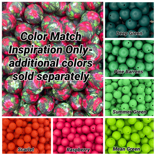CTS Creation: Poinsettia Printed 15mm Bead