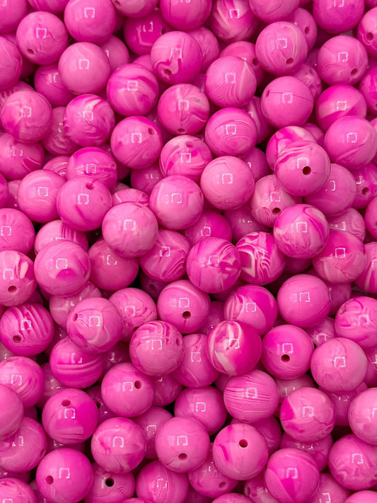 Limited Edition Hot Pink Swirl Liquid 15mm Bead