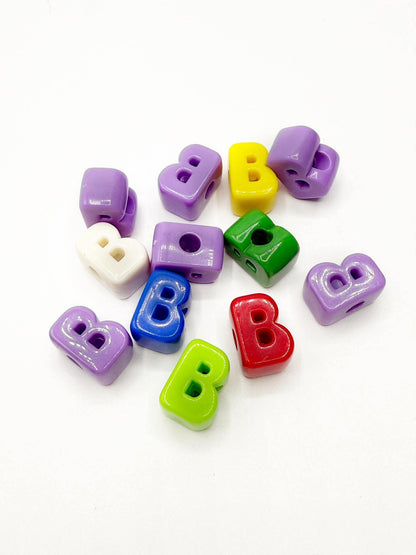 Mixed Primary SOLID Random Color Acrylic Large 20mm HORIZONTAL Hole Letter Beads