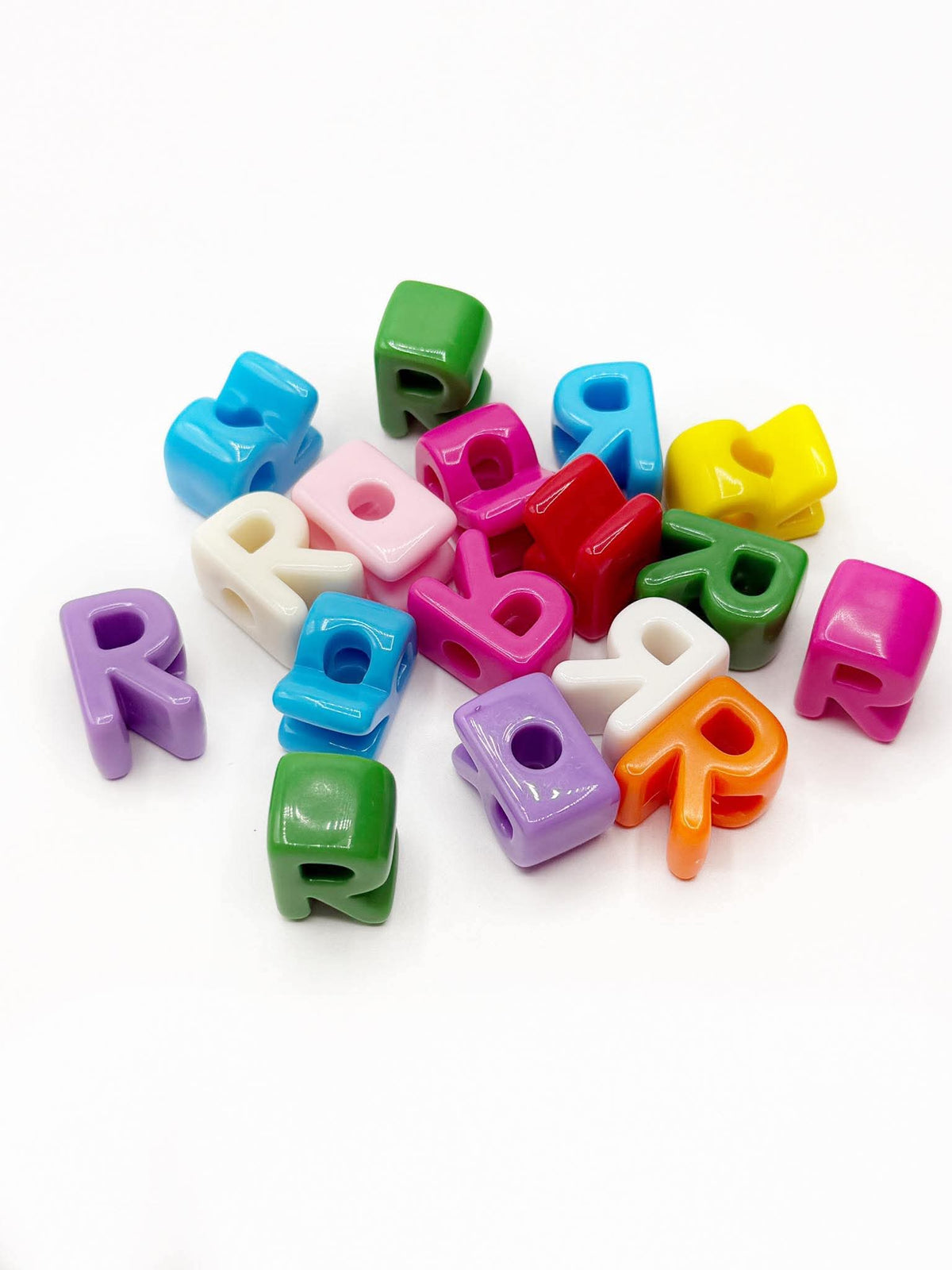 Mixed Primary SOLID Random Color Acrylic Large 20mm HORIZONTAL Hole Letter Beads