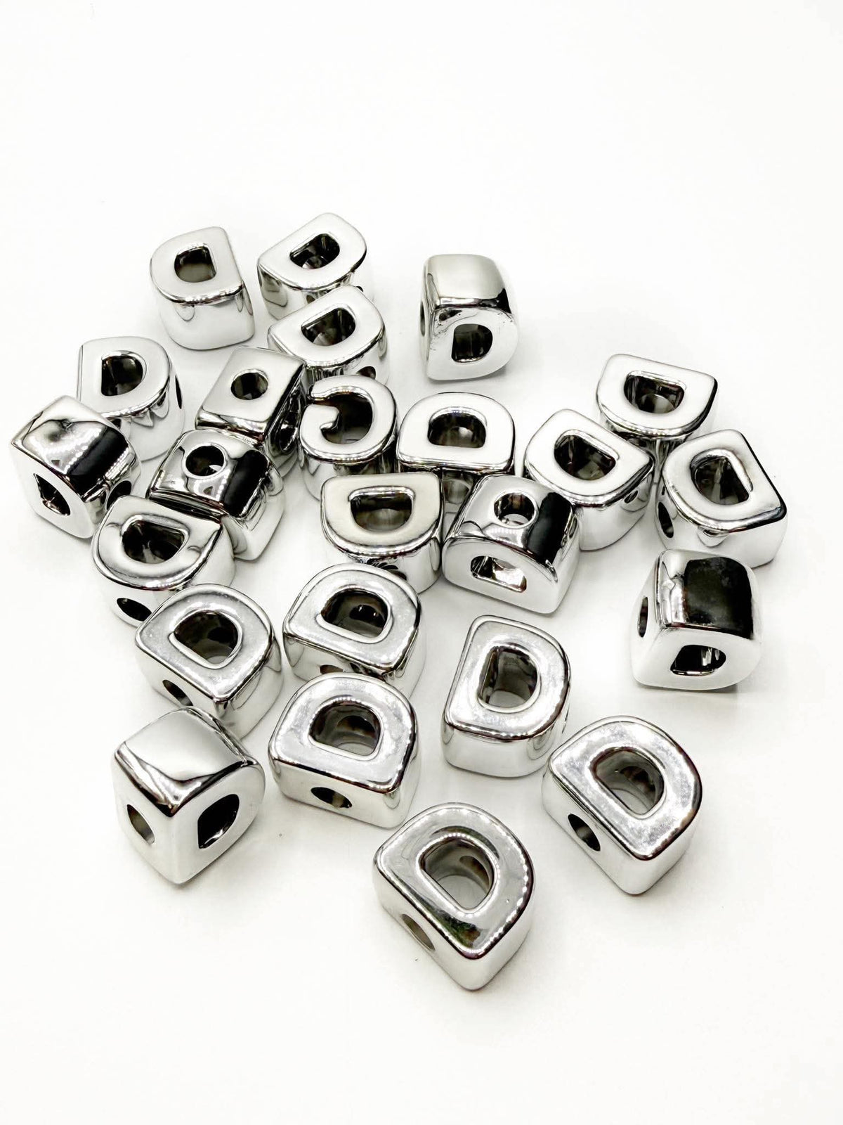 Silver Acrylic Large 20mm HORIZONTAL Hole Letter Beads