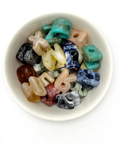 Mixed MARBLE Random Color Acrylic Large 20mm HORIZONTAL Hole Letter Beads