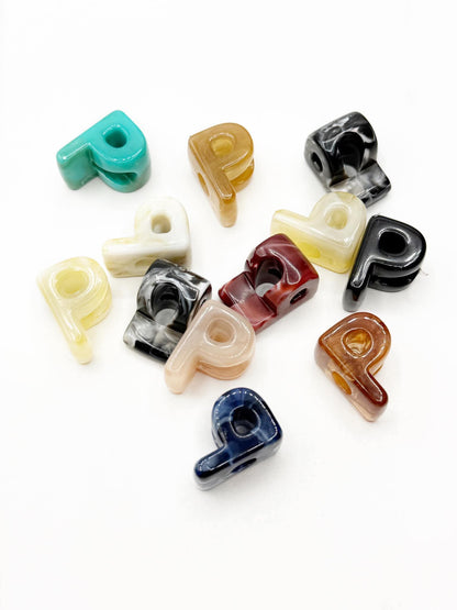 Mixed MARBLE Random Color Acrylic Large 20mm HORIZONTAL Hole Letter Beads