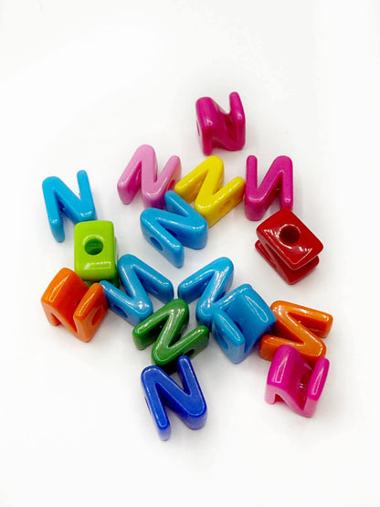 Mixed Primary SOLID Random Color Acrylic Large 20mm HORIZONTAL Hole Letter Beads