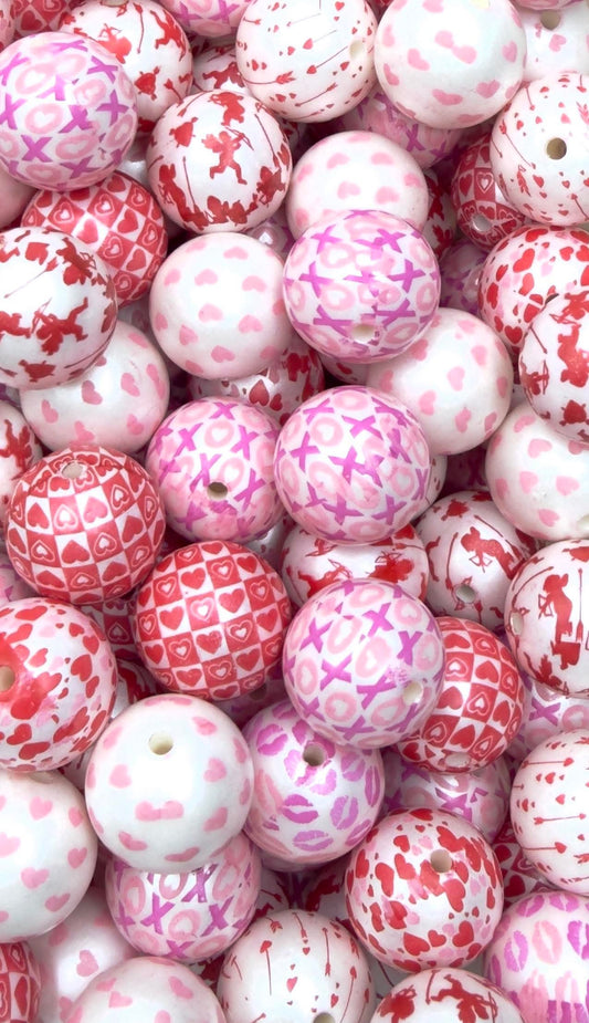 124 pc Assorted Valentines Acrylic Mix