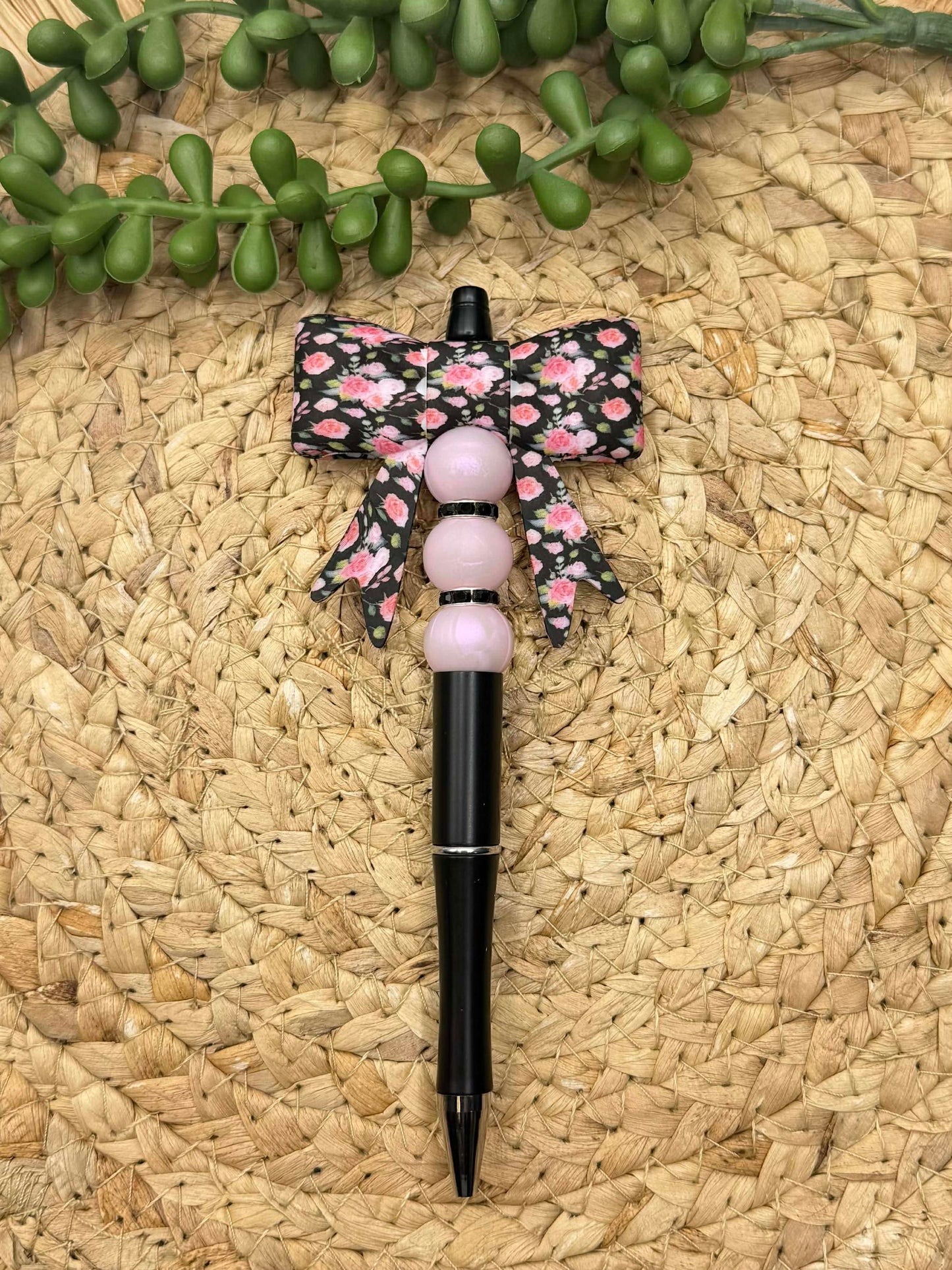 CTS Creation: Black Rose Floral Big Bow Energy Focal Bead