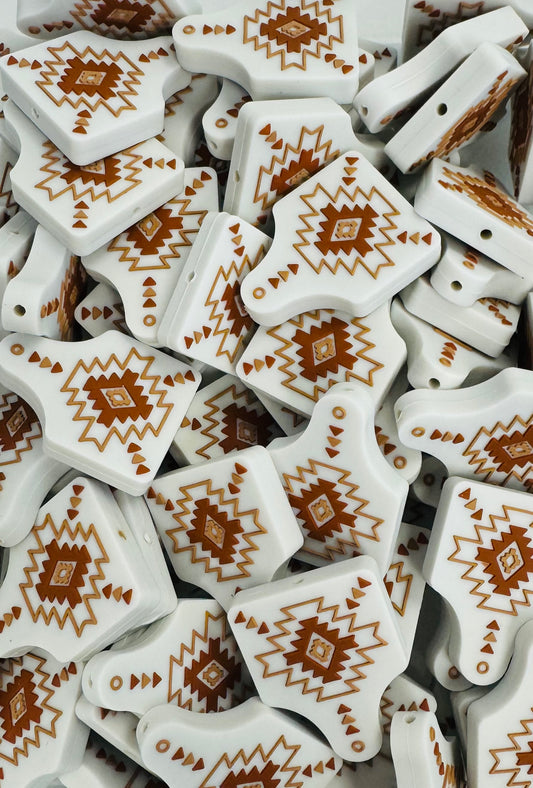 Aztec Cow Tag Boss Babe Focal Bead