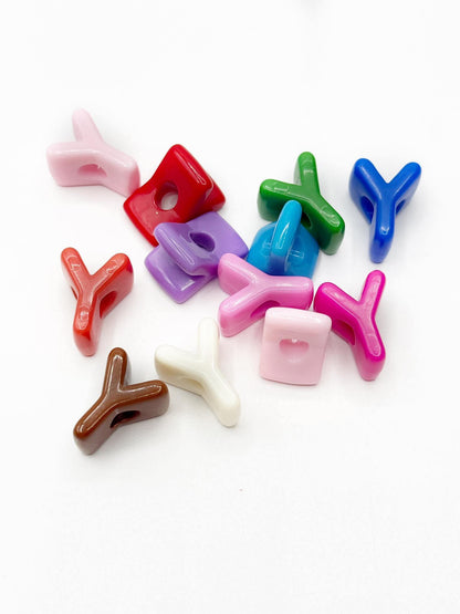 Mixed Primary SOLID Random Color Acrylic Large 20mm HORIZONTAL Hole Letter Beads