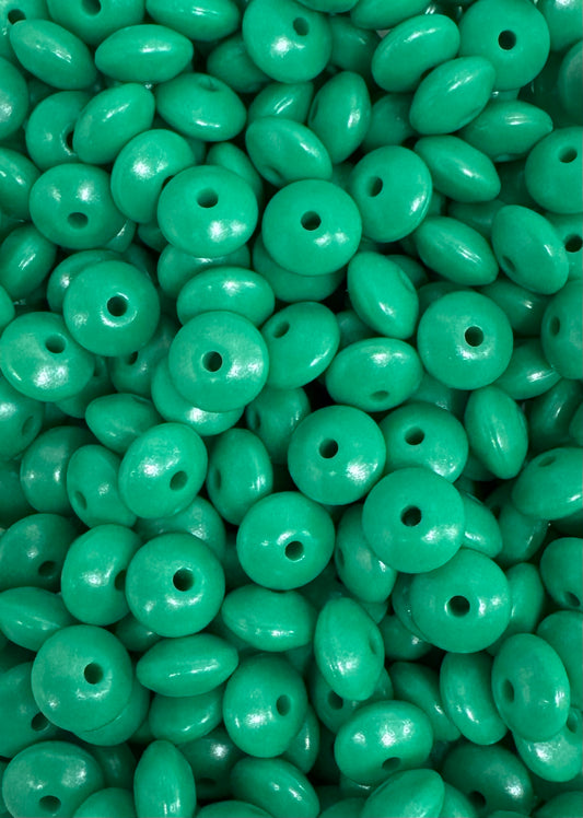 Kelly Green Super Shimmer 12mm Lentil Bead