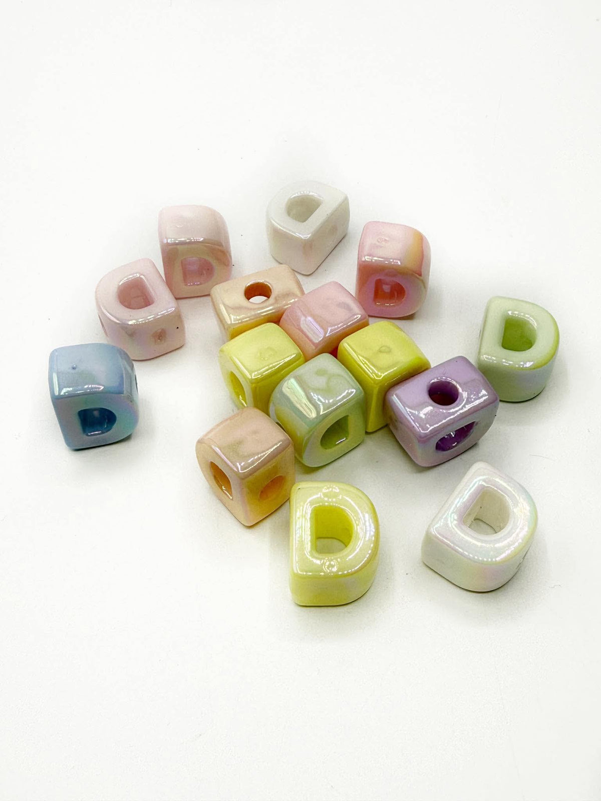 Mixed Pastel SOLID Random Color Acrylic Large 20mm HORIZONTAL Hole Letter Beads