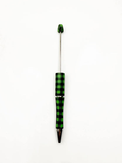 Buffalo Plaid Printed Plastic Beadable Pen