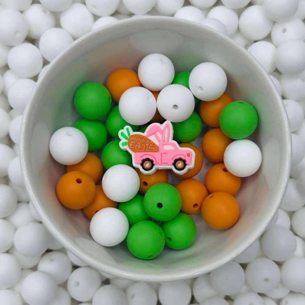 Pink Happy Easter Truck Focal Bead