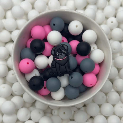 Pug With Collar Focal Bead