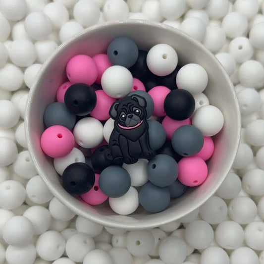Pug With Collar Focal Bead