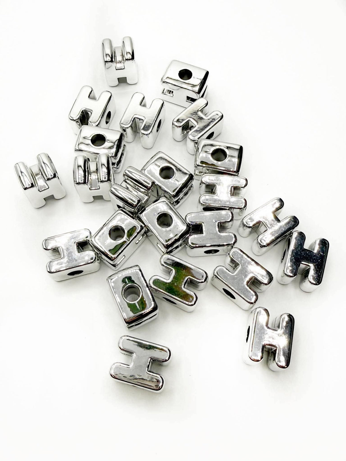 Silver Acrylic Large 20mm HORIZONTAL Hole Letter Beads