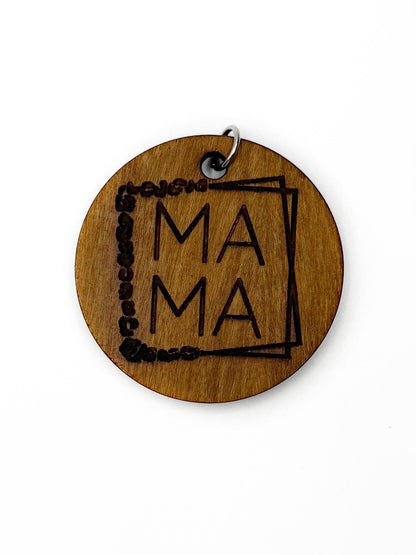 Étiquette de clé hexagonale Mama en bois