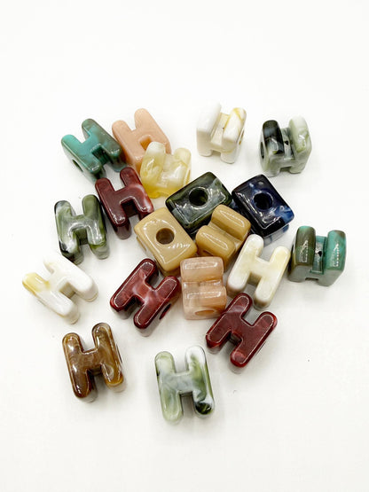 Mixed MARBLE Random Color Acrylic Large 20mm HORIZONTAL Hole Letter Beads