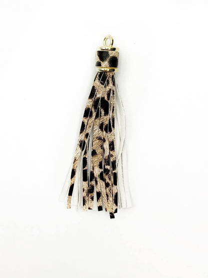 Printed Gold Hardware Leather Tassels
