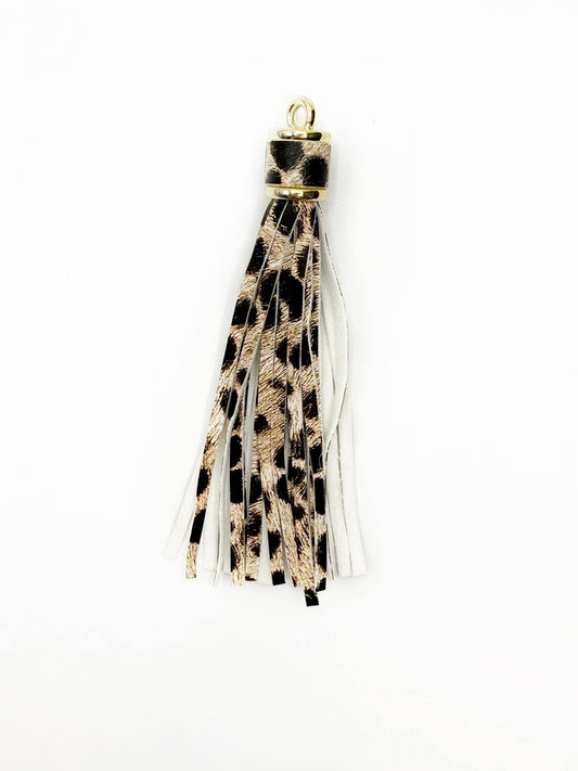 Printed Gold Hardware Leather Tassels