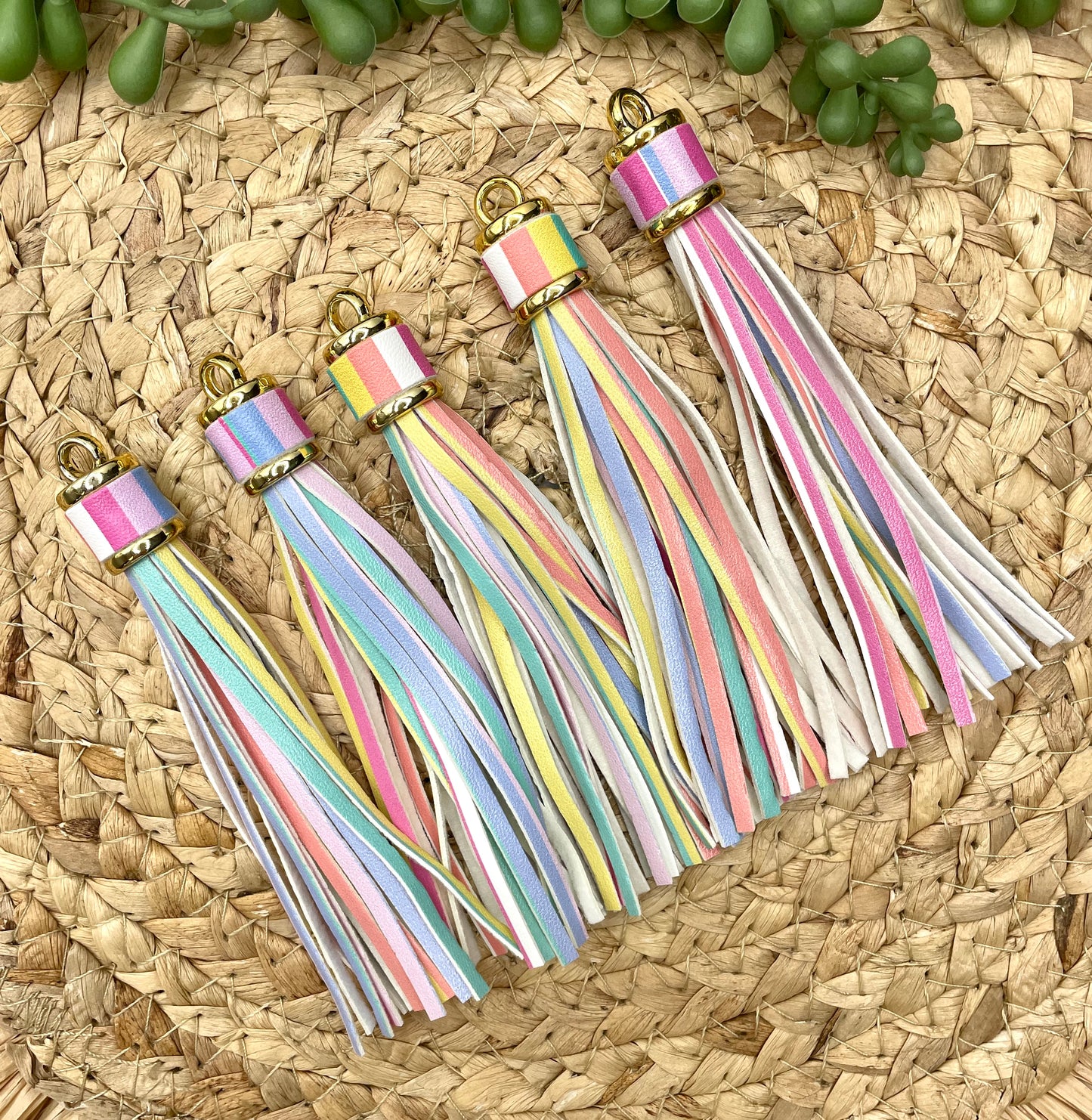 Rainbow Leather Tassel - Gold Hardware