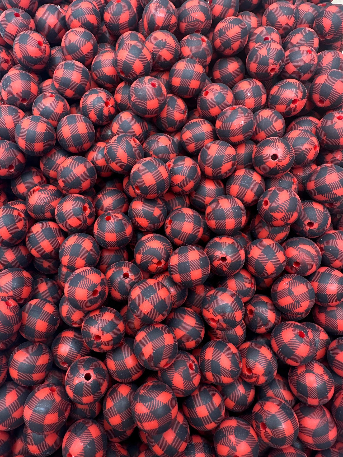 Buffalo Plaid Printed 15mm Beads