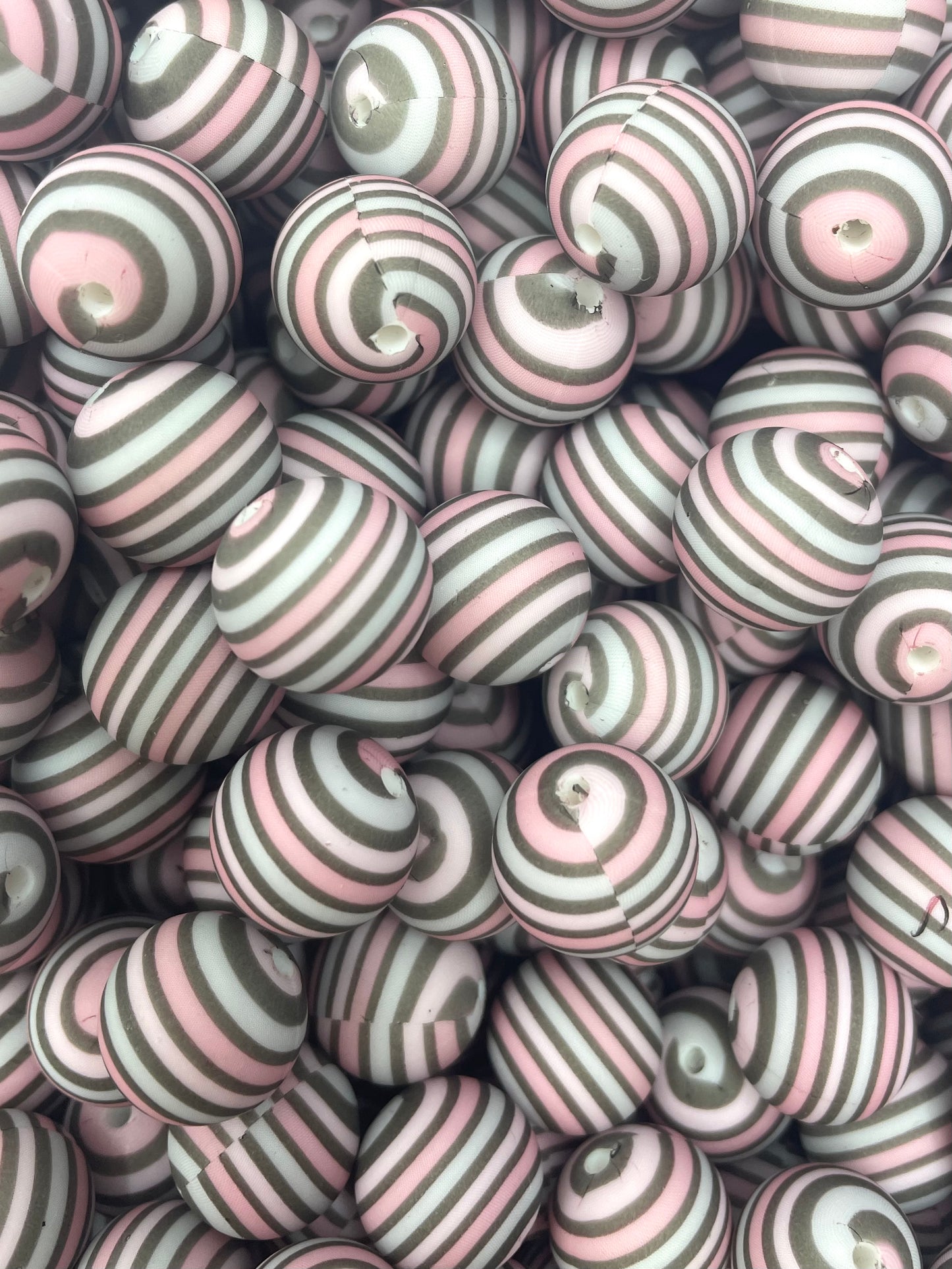 CTS Creation: Blush Boho Stripes Printed 15mm Bead