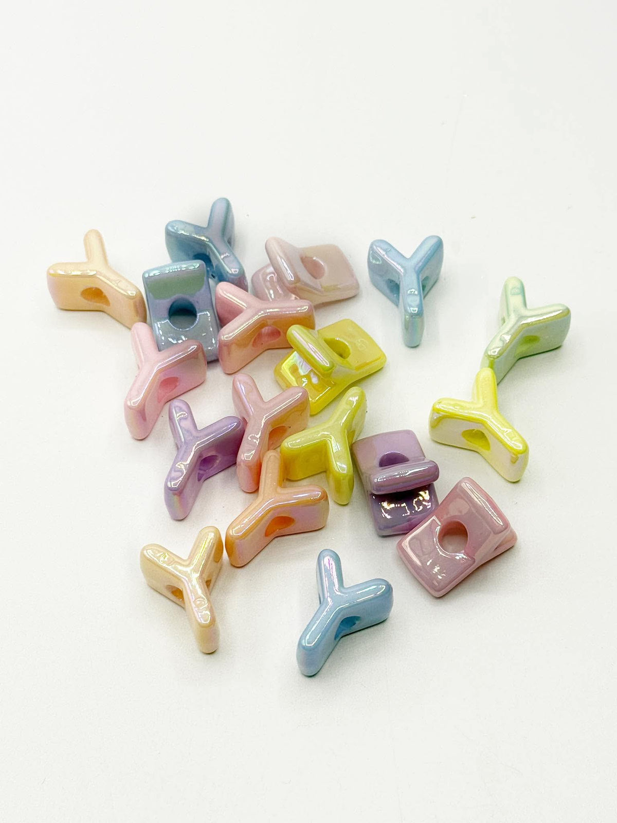 Mixed Pastel SOLID Random Color Acrylic Large 20mm HORIZONTAL Hole Letter Beads