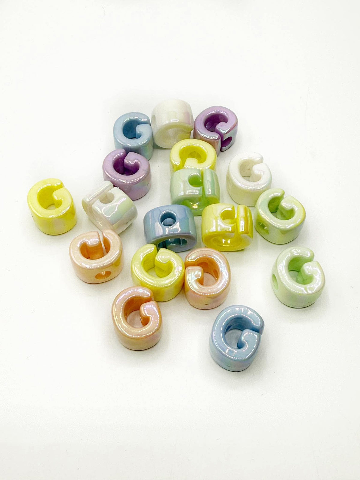 Mixed Pastel SOLID Random Color Acrylic Large 20mm HORIZONTAL Hole Letter Beads
