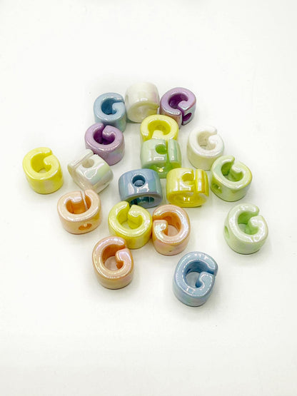 Mixed Pastel SOLID Random Color Acrylic Large 20mm HORIZONTAL Hole Letter Beads
