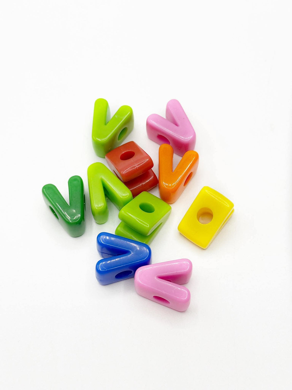 Mixed Primary SOLID Random Color Acrylic Large 20mm HORIZONTAL Hole Letter Beads
