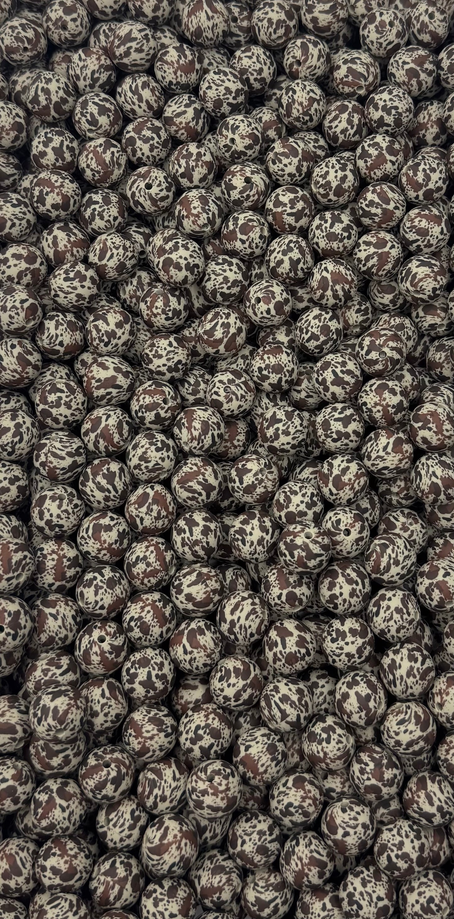 CTS Creation: Silver Sage  Brown Cow Printed 15mm Bead