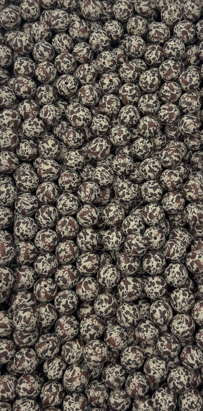 CTS Creation: Silver Sage  Brown Cow Printed 15mm Bead