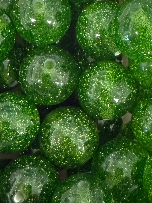 Forest Clear Glitter 20mm Acrylic Bead