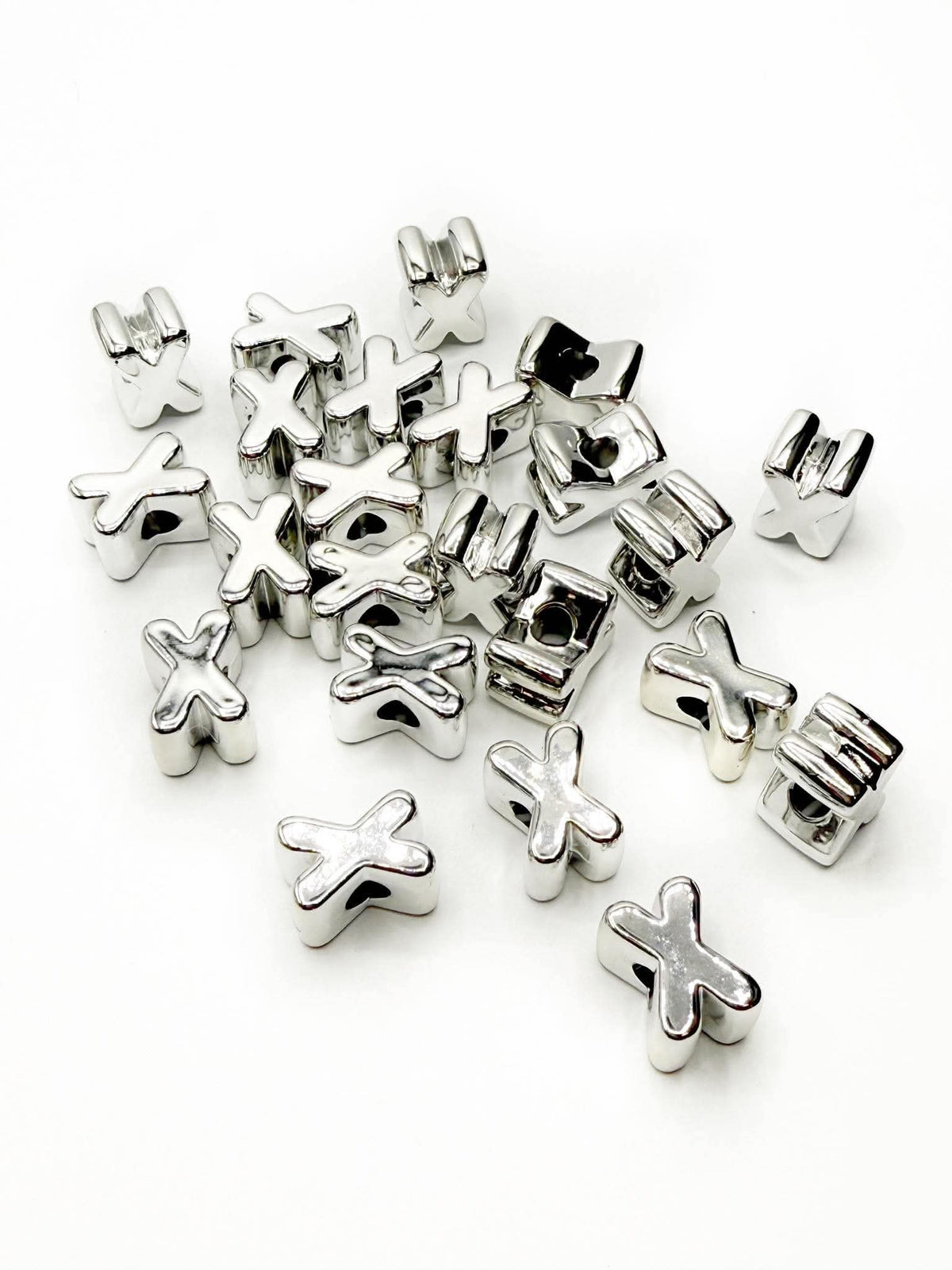 Silver Acrylic Large 20mm HORIZONTAL Hole Letter Beads