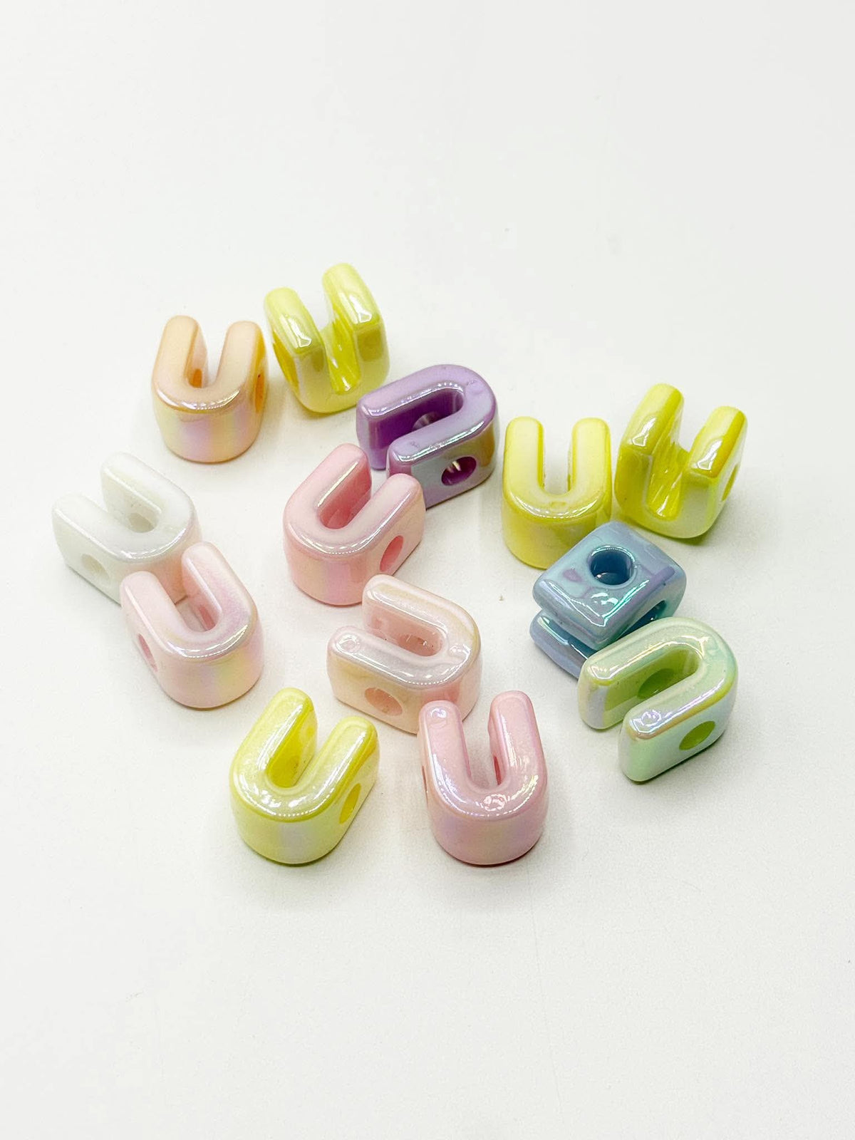 Mixed Pastel SOLID Random Color Acrylic Large 20mm HORIZONTAL Hole Letter Beads