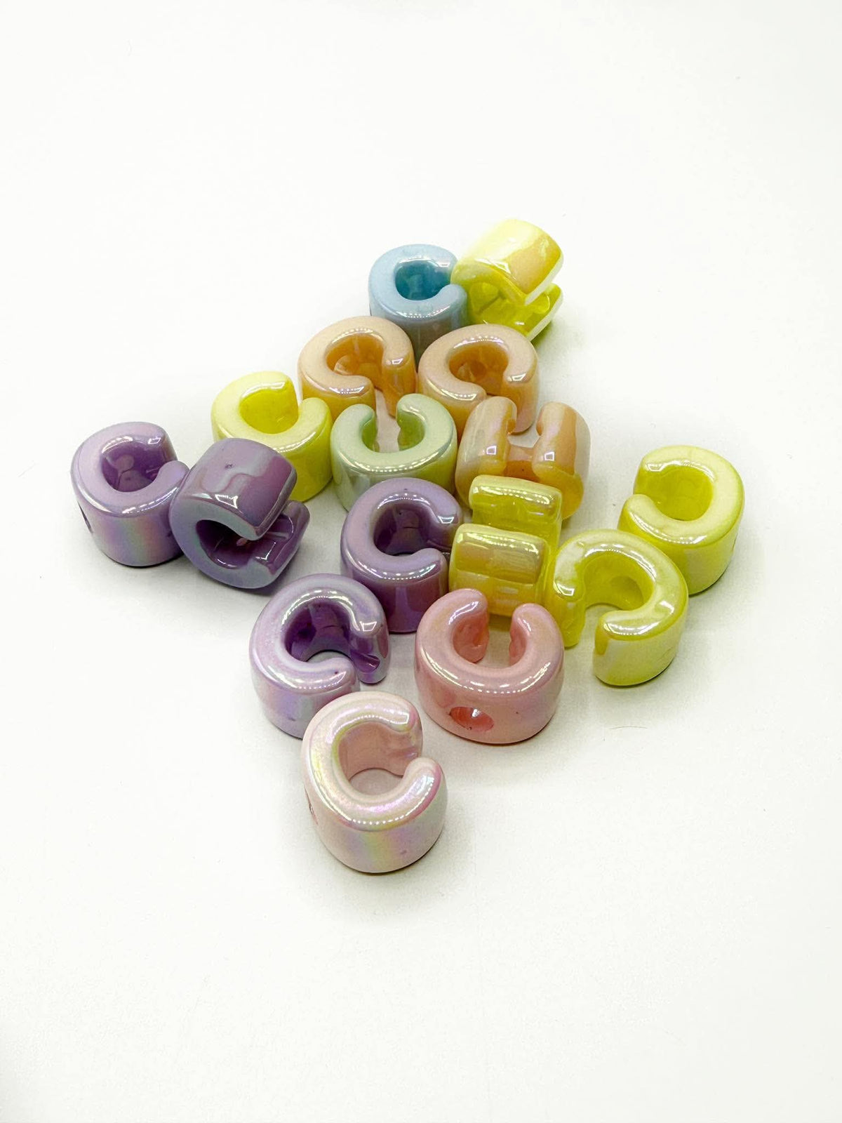 Mixed Pastel SOLID Random Color Acrylic Large 20mm HORIZONTAL Hole Letter Beads