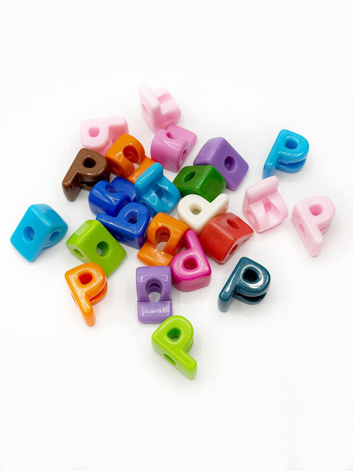 Mixed Primary SOLID Random Color Acrylic Large 20mm HORIZONTAL Hole Letter Beads