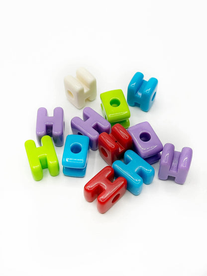 Mixed Primary SOLID Random Color Acrylic Large 20mm HORIZONTAL Hole Letter Beads