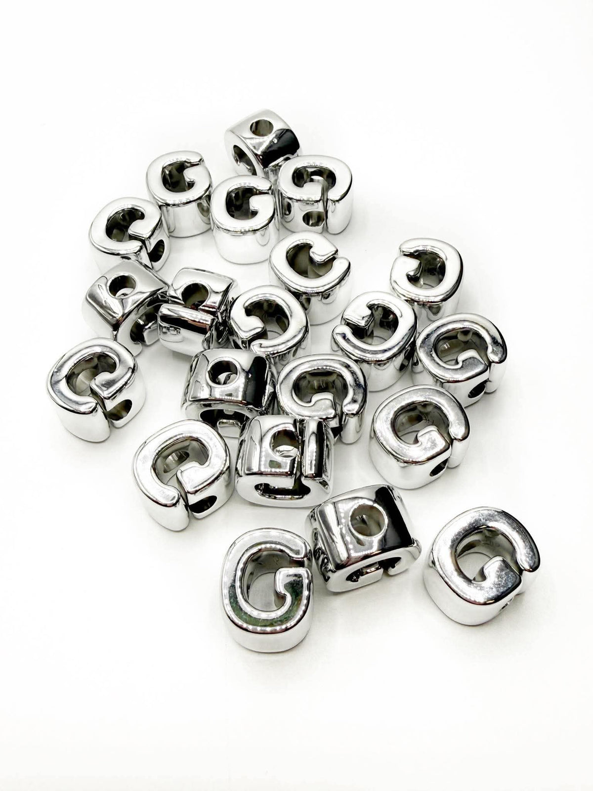 Silver Acrylic Large 20mm HORIZONTAL Hole Letter Beads