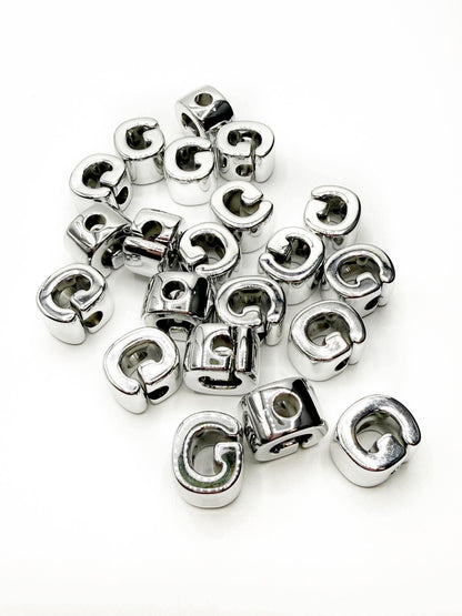 Silver Acrylic Large 20mm HORIZONTAL Hole Letter Beads