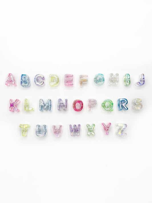 Mixed Random Color Acrylic Large 20mm HORIZONTAL Hole Letter Beads