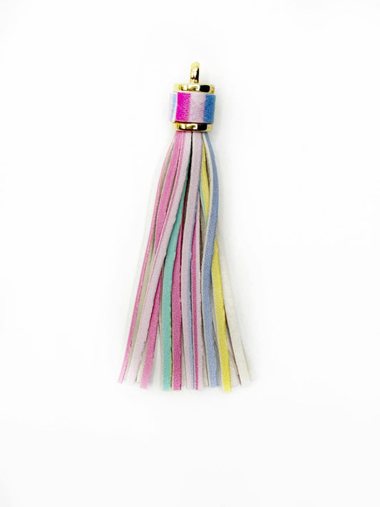 Rainbow Leather Tassel - Gold Hardware