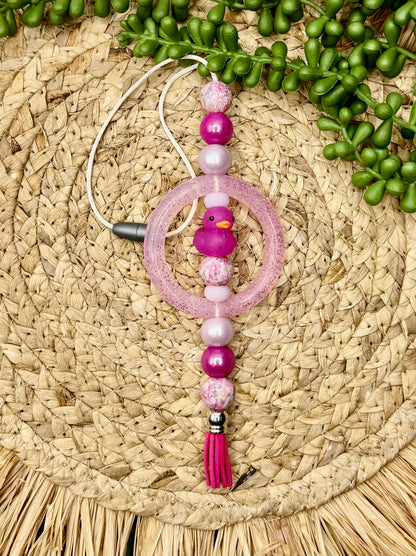 Fuchsia Glitter Duck Hanging Car Charm Kit