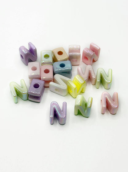 Mixed Pastel SOLID Random Color Acrylic Large 20mm HORIZONTAL Hole Letter Beads