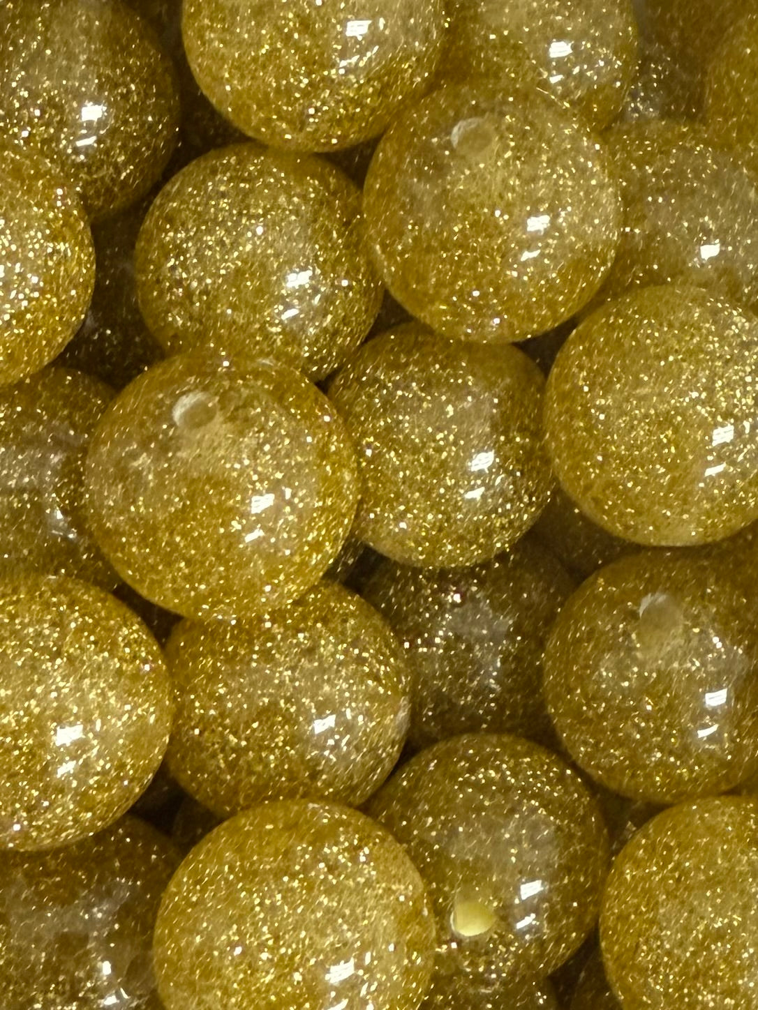 Golden Clear Glitter 20mm Acrylic Bead