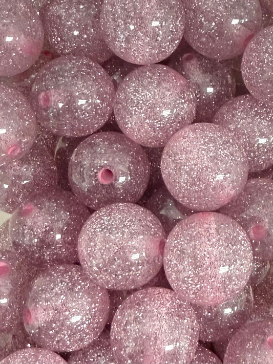 Light Purple Clear Glitter 20mm Acrylic Bead