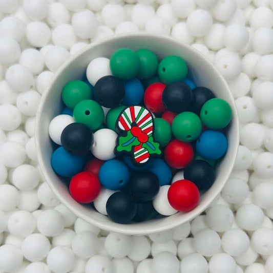 Mistletoe Candy Cane Focal Bead