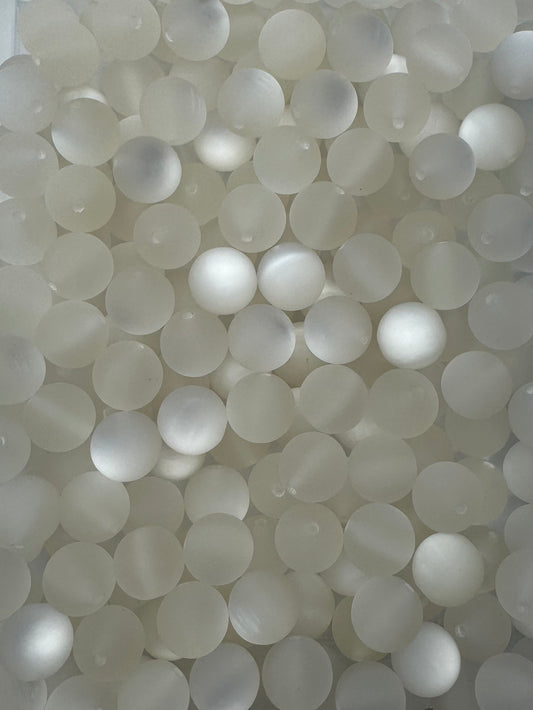 White Reflective Frosted Acrylic 16mm Acrylic Bead *Read Description*