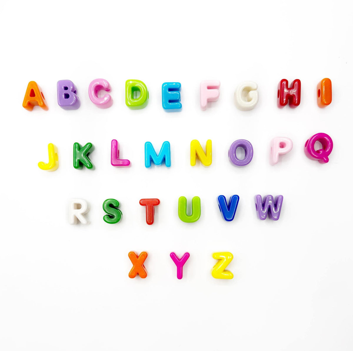 Mixed Primary SOLID Random Color Acrylic Large 20mm HORIZONTAL Hole Letter Beads